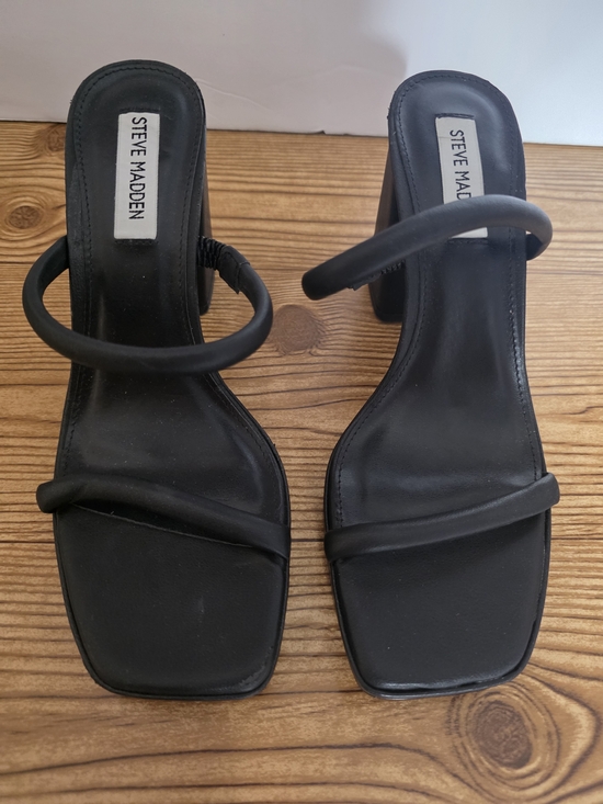 Steve Madden Shoes - Steve Madden Black Minimalist Strappy Square-Toe Heels